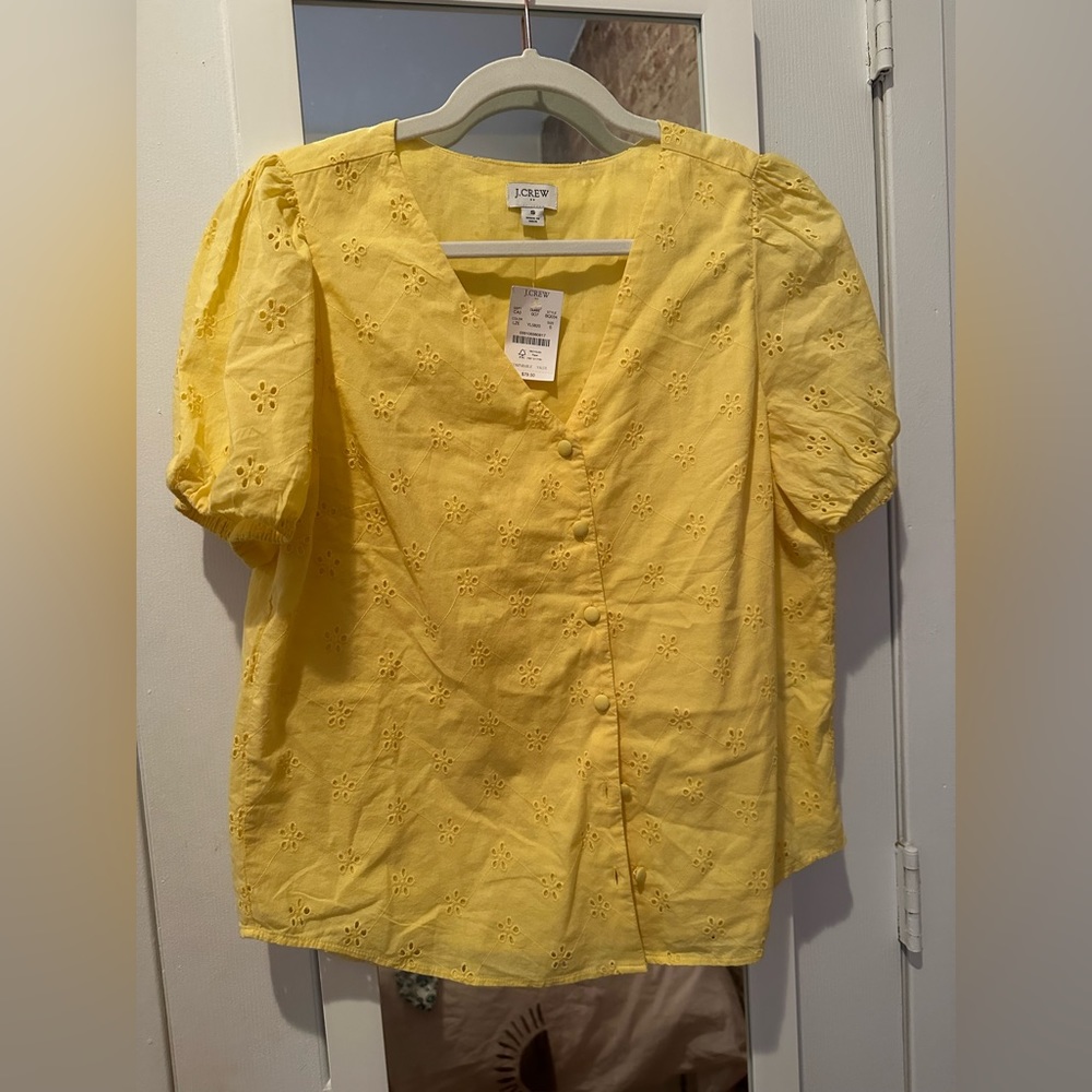 Yellow J Crew Eyelet Shirt